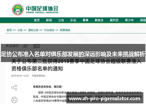 足协公布准入名单对俱乐部发展的深远影响及未来挑战解析